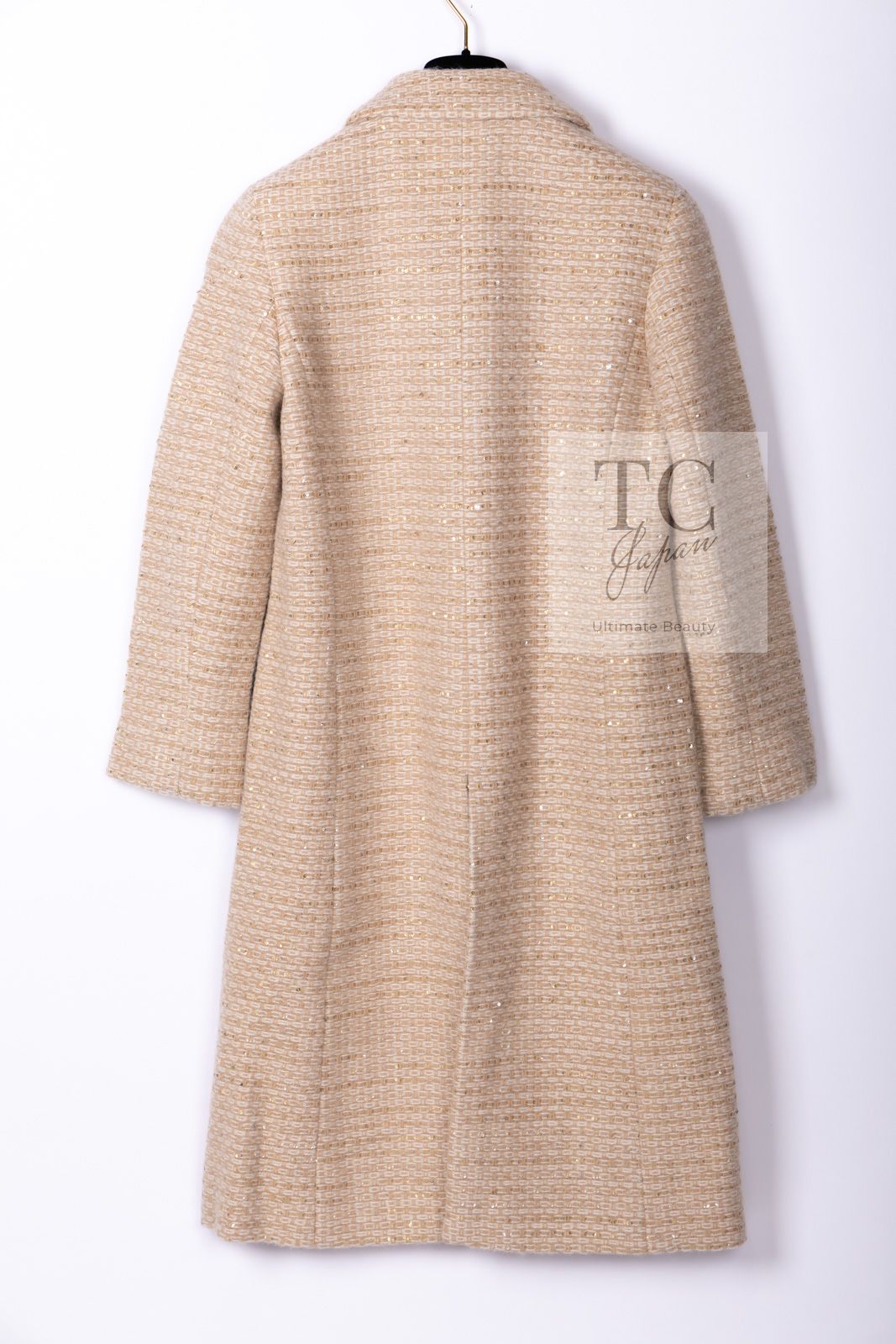 シャネル コート CHANEL ヴィンテージ ベージュ スパンコール ウール