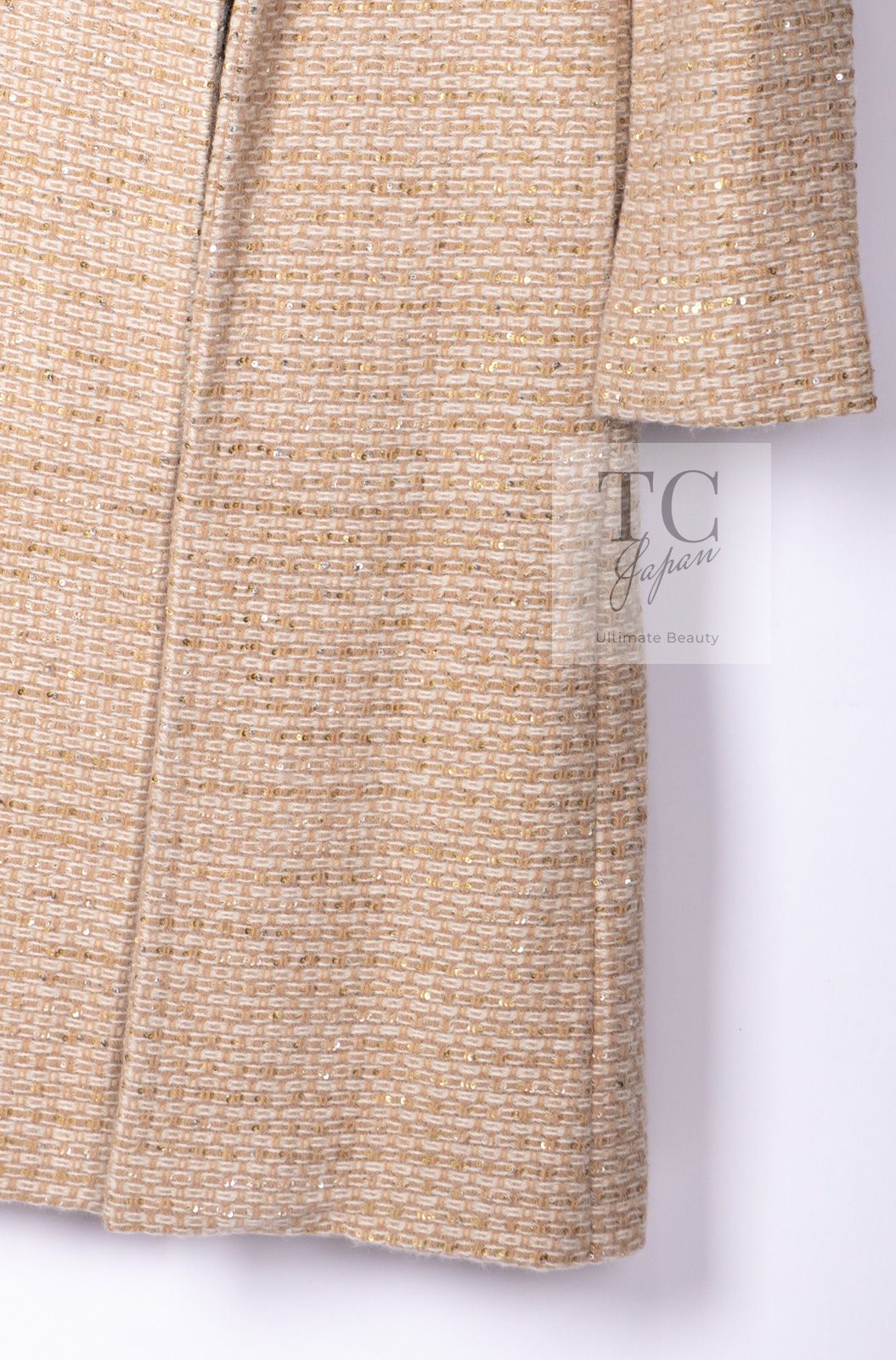 シャネル コート CHANEL ヴィンテージ ベージュ スパンコール ウール
