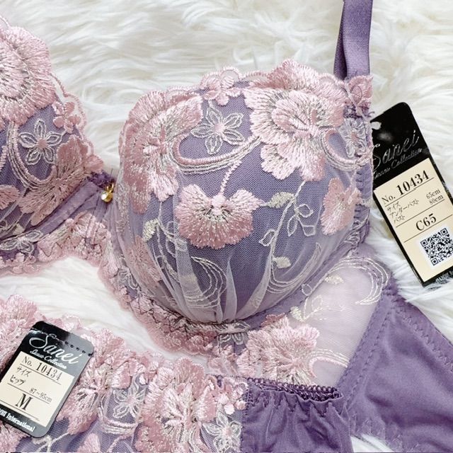 ブラショーツセット C65 花柄刺繍 フラワー柄 ビジュー 大人可愛い