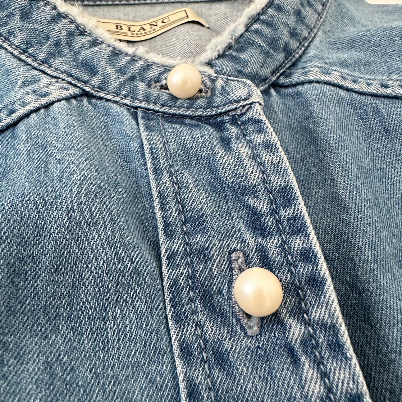 BLANC basque ブランバスク パールボタンデニムシャツ 38 M ブルー