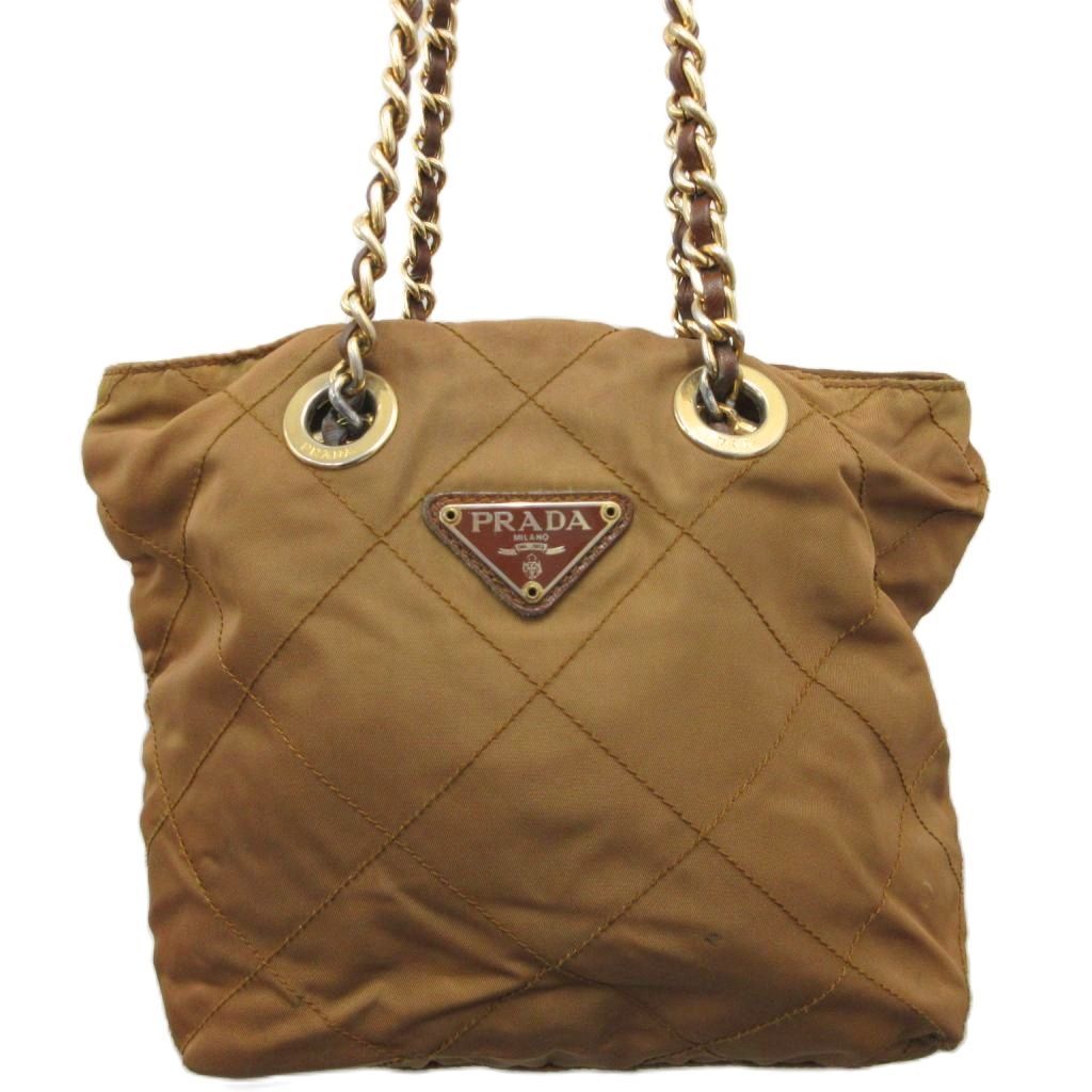 PRADA ショルダーバッグ ゴールドチェーン キルティング 三角ロゴ ナイロン プラダ PRADA ショルダーバッグ チェーン キルティング 三角ロゴ ロゴ