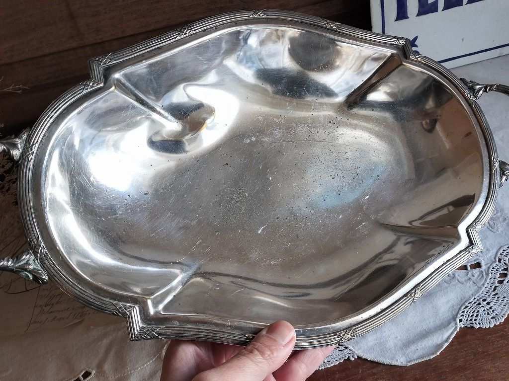 フランス アンティーク 装飾付き 銀メッキ トレー 1900年 - メルカリ