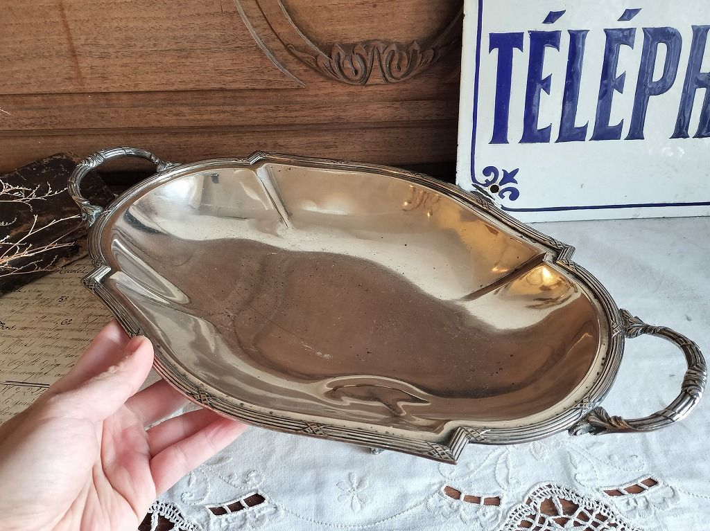 フランス アンティーク 装飾付き 銀メッキ トレー 1900年 - メルカリ