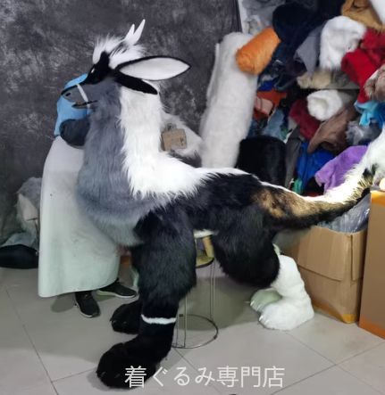 ドラゴン 狐 ファースーツ マスク 着ぐるみセット ケモノ ファースーツ