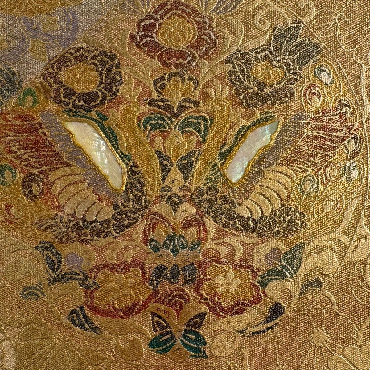 袋帯 名品 向鳥 華文 螺鈿 金銀彩 金色 お太鼓柄 正絹 【中古】 - メルカリ