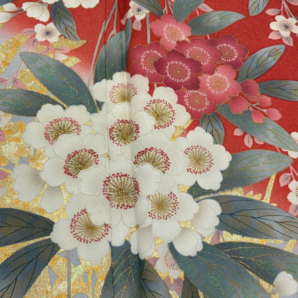 振袖 名品 身丈156.5cm 裄丈66cm 正絹 【中古】 美品 振袖 身丈156cm 裄丈67.5cm L 袷 桂由美 やまと 落款あり 御所車