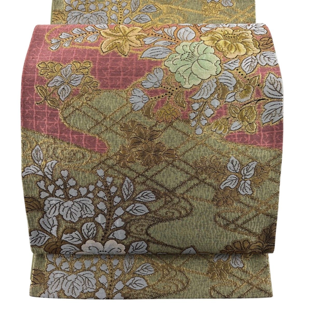 502my79◇辻ヶ花 上品なピンク系 金糸 銀糸 六通 袋帯◇美品 502my79◇辻ヶ花 上品なピンク系 金糸 銀糸 六通 袋帯◇美