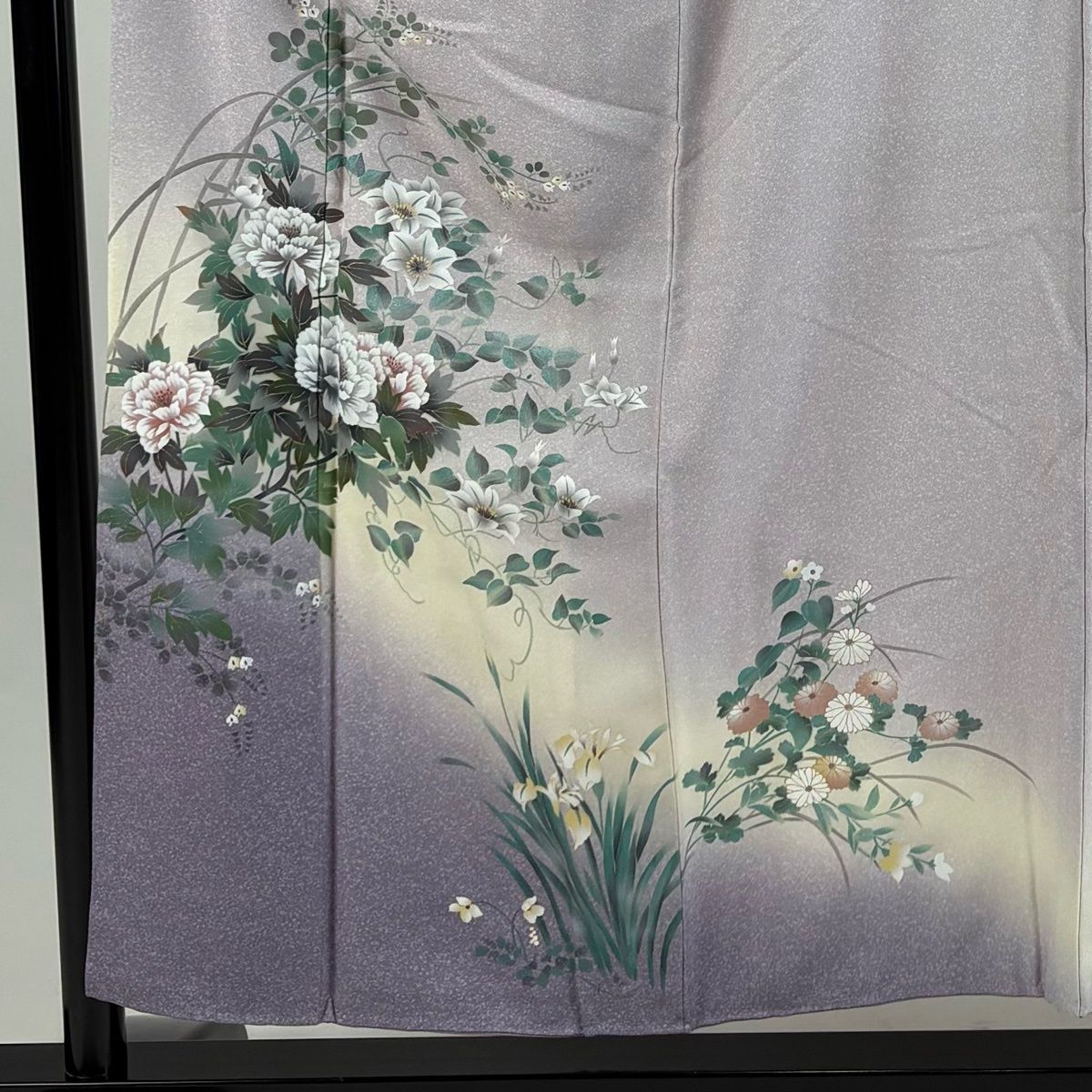 付下げ 身丈154.5cm 裄丈64cm M 袷 牡丹 草花 金彩 ぼかし 薄紫 正絹