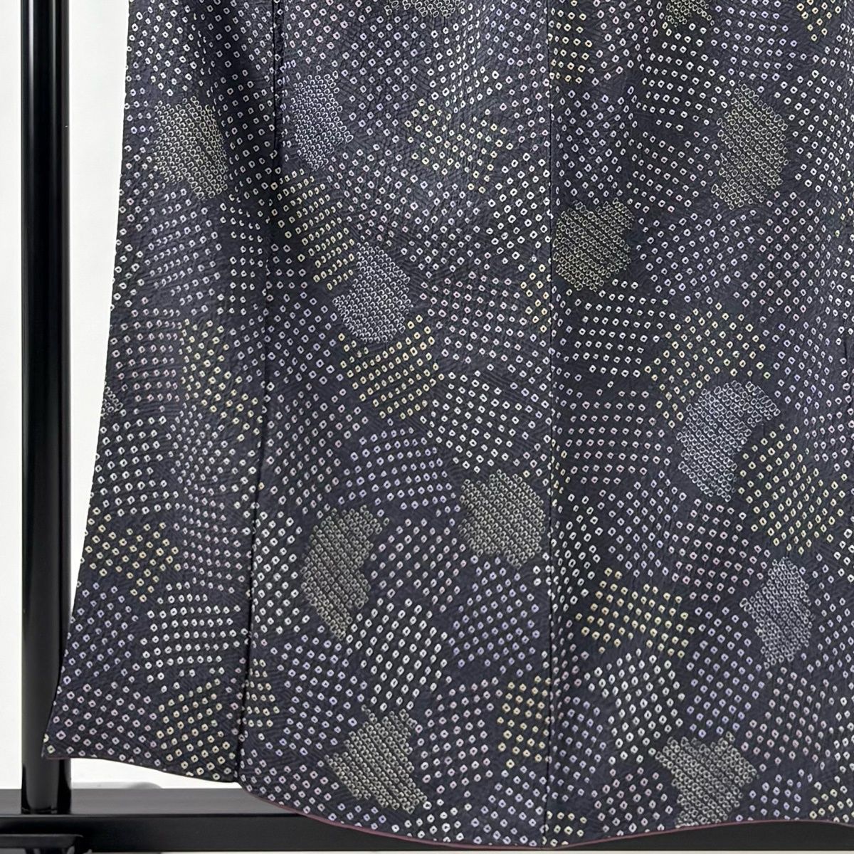 美品】 小紋 身丈158cm 裄丈64.5cm M 袷 名古屋帯セット 幾何学 灰紫