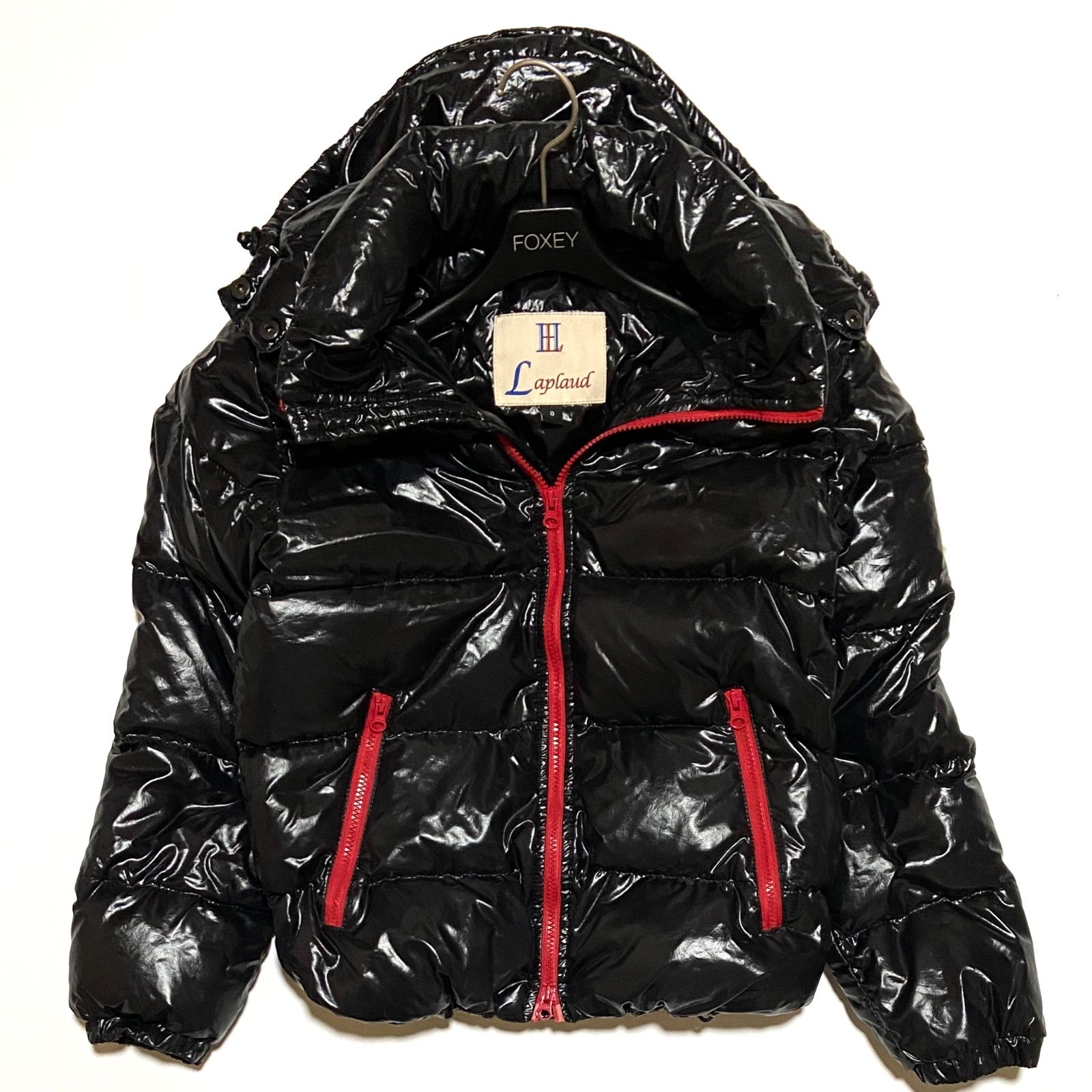 Laplaud ラプロー ダウンジャケット フーデット 光沢 ネイビー