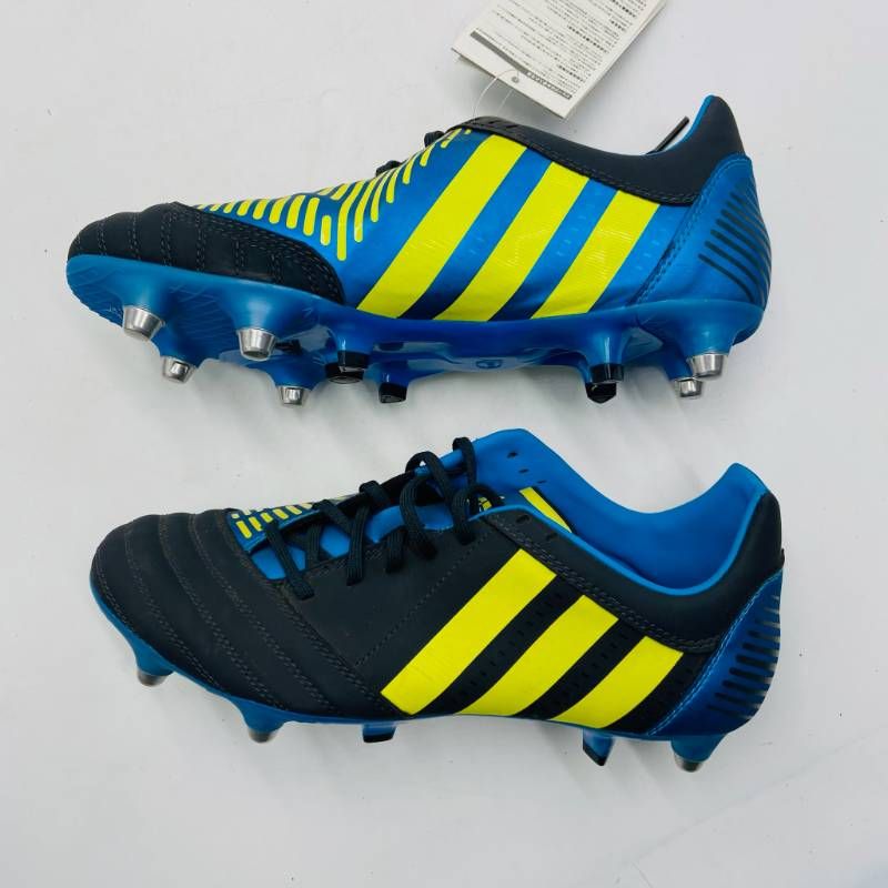 adidas ラグビーシューズ ブラック/イエロー/ブルー新品 D110 □スピード発送□ デッドストック 未使用 ラグビー スパイク 26