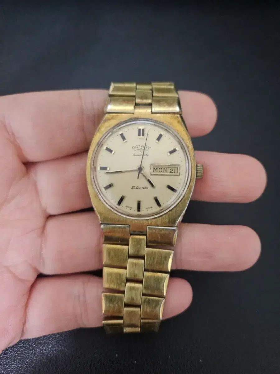 スイス ヴィンテージ ロータリー オートマティック ゴールド 時計
