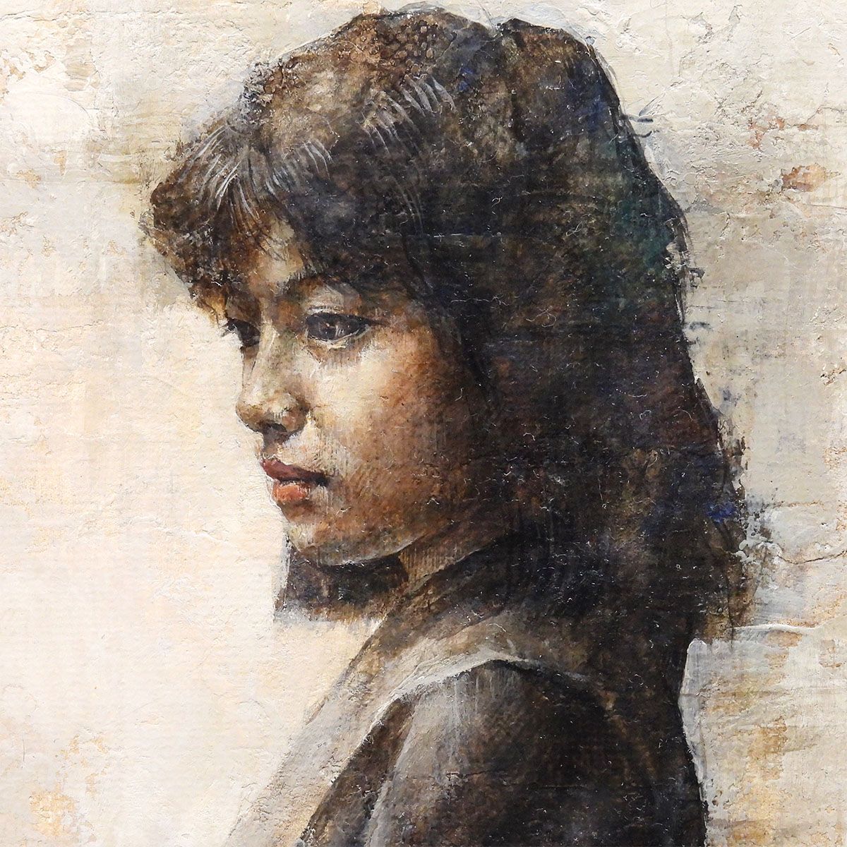 油絵　絵画　原画　人物画　美人画　アート 木原和敏 少女坐像 油彩4号 人物画 女性像 リアリズム 写実 白日会