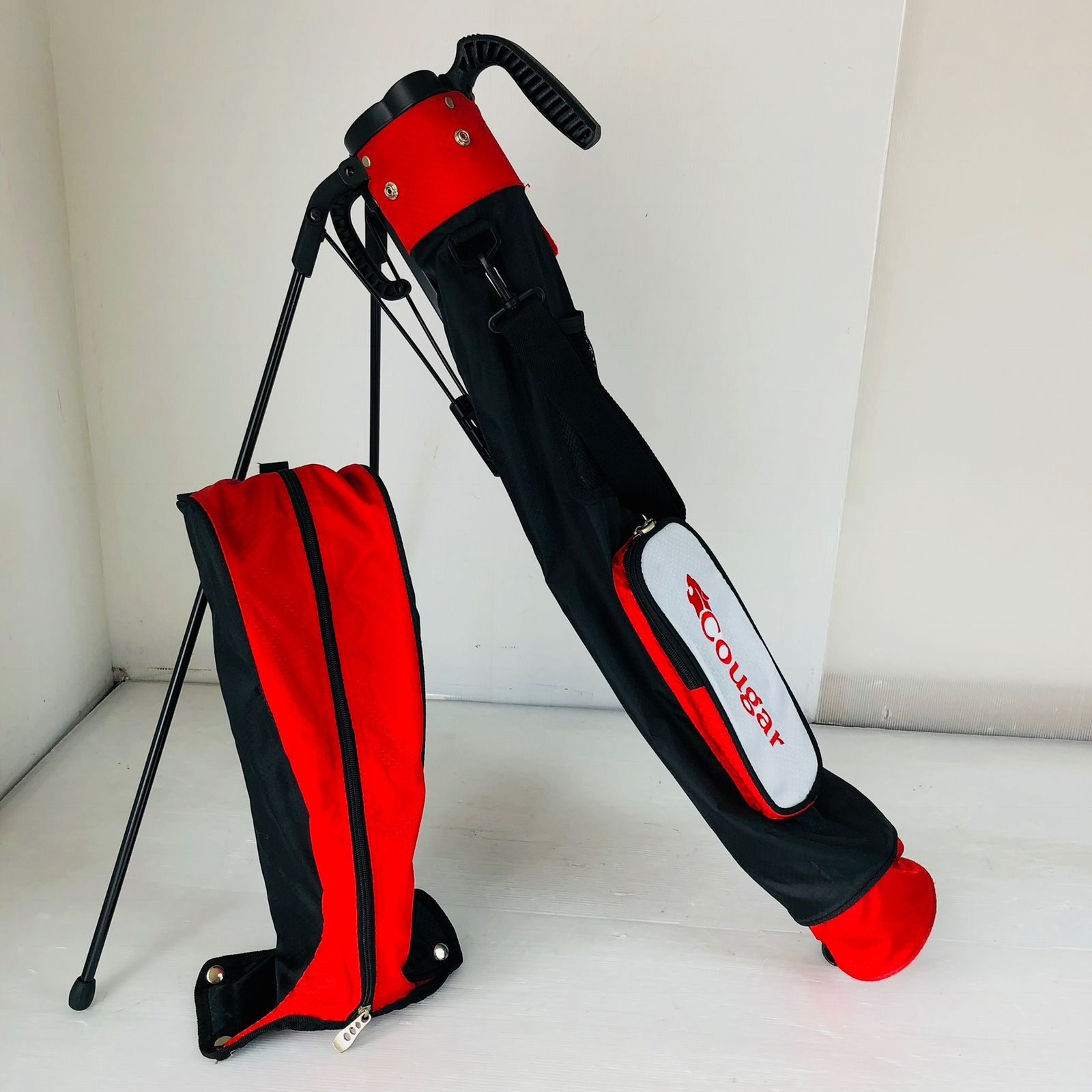レディース ゴルフバッグ Cougarクーガー Cougar クーガー セルフスタンド ブラック レッド クラブケース