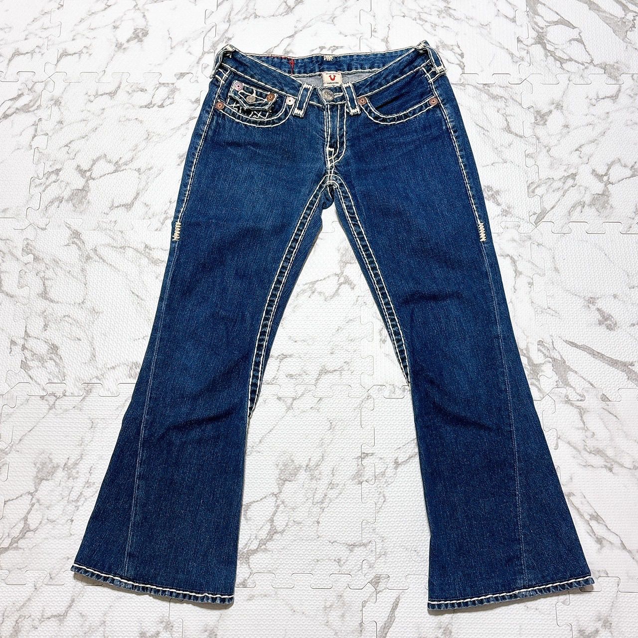 【ほし】true religion joey フレアデニム 28インチ true religion joey super T 28 トゥルーレリジョン デニム USA製 白