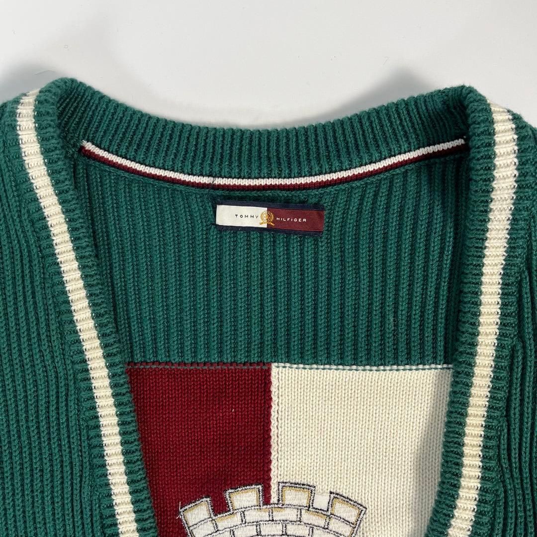 TOMMY HILFIGER ニット カーディガン 豪華刺繍 金ボタン - メルカリ
