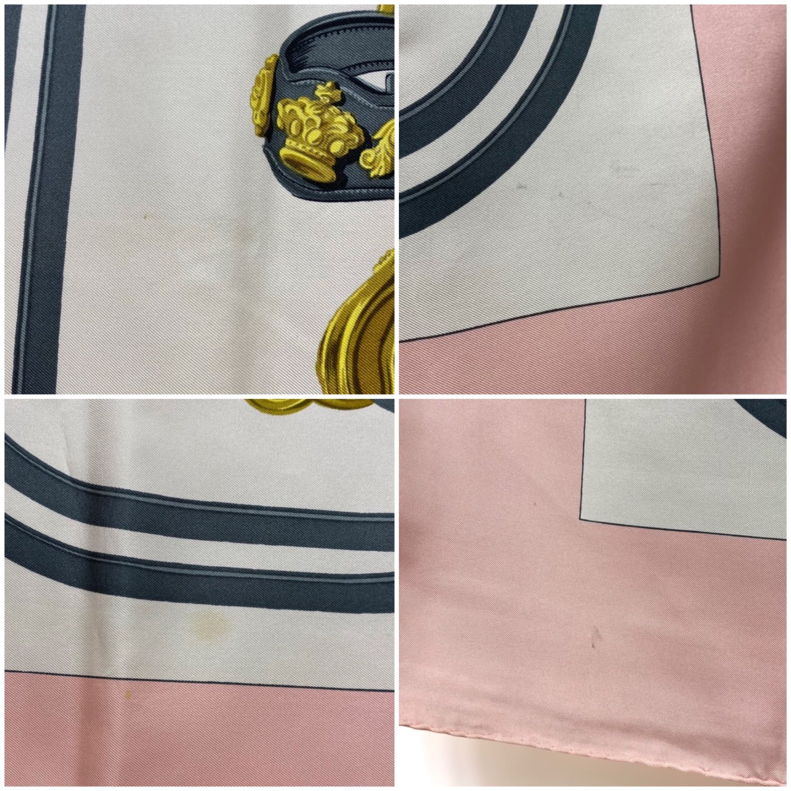 エルメス カレ90 BRIDES de GALA シルクスカーフ 式典用馬勒 ピンク