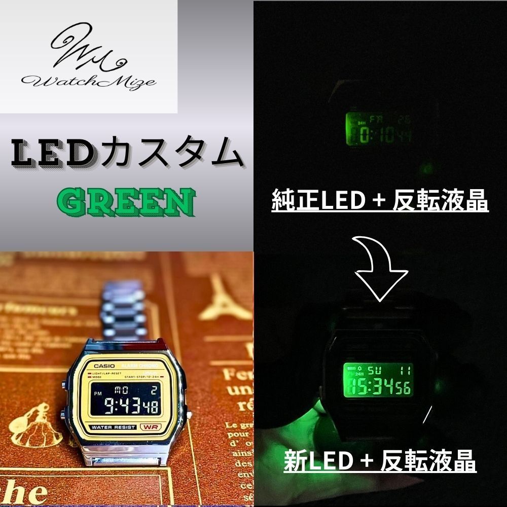 新品未使用 CASIO チプカシ A158WEA-9JH 『反転液晶＋グリーンLED