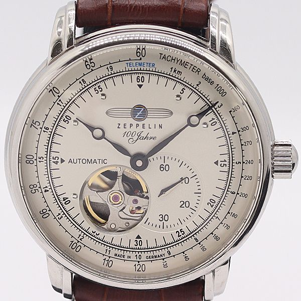 保 稼働 ツェッペリン 100周年記念 オープンハート AT 自動巻 7662 1 銀文字盤 メンズ腕時計 2000000 1NBG MST ABC17880