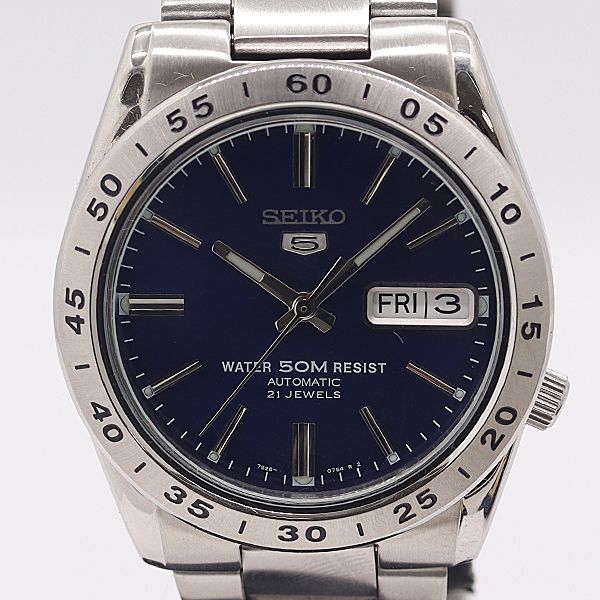 保 稼働 セイコー セイコー5 7S26 02T0 AT 自動巻 ブルー文字盤 メンズ腕時計 2000000 1NBG MST ABC17868
