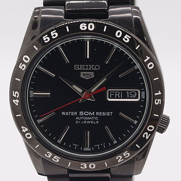 保 稼働 セイコー セイコー5 7S26 02T0 AT 自動巻 ブラック文字盤 メンズ腕時計 2000000 1NBG MST ABC17869