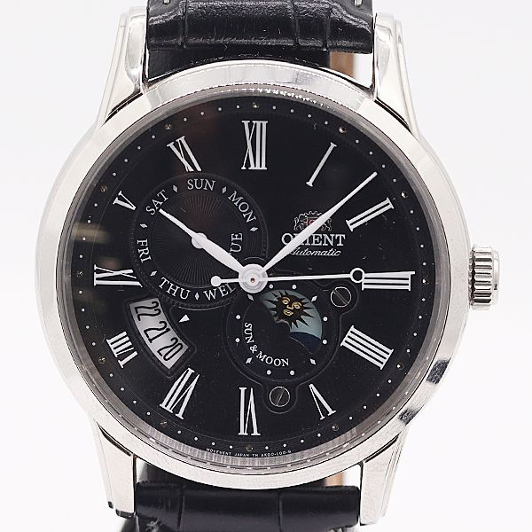 保 稼働 オリエント クラシックコレクション SUN MOON AK00 C0 A AT 黒文字盤 メンズ腕時計 2000000 1NBG MST ABC17882