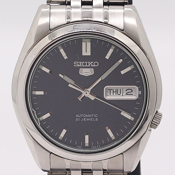 稼働 セイコー セイコー5 7S26 01V0 AT 自動巻 ブルー文字盤 メンズ腕時計 2000000 1NBG MST ABC17883