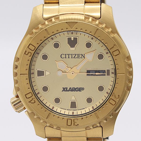 稼働 シチズン XLARGE 8203 S118603 AT 自動巻 金時計 ゴールド文字盤 メンズ腕時計 2000000 1NBG MST ABC17886