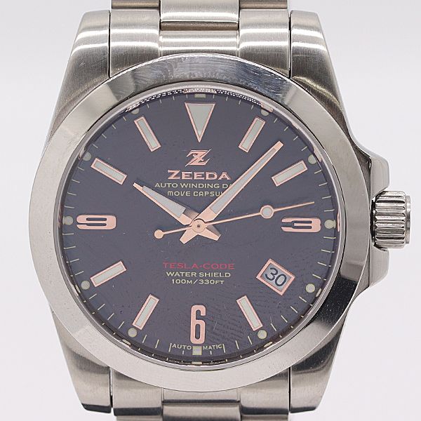 保 稼働 ジーダ TESLA CODE テスラコード NH35A AT 自動巻 ブラウン文字盤 メンズ腕時計 2000000 1NBG MST ABC17867