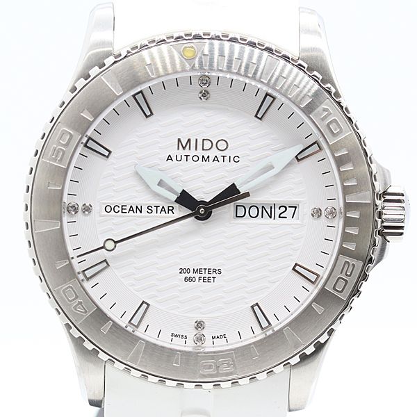 保 稼働 ミドー オーシャンスターキャプテン M011430A AT 自動巻 白文字盤 メンズ腕時計 0027500 1MGT ABC17938 SMZ