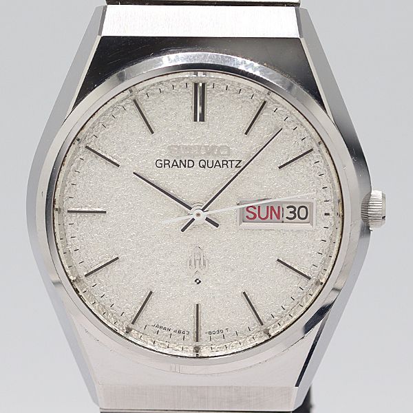 保/箱付 稼働 良品 セイコー グランドクォーツ 4843-8100 QZ シルバー