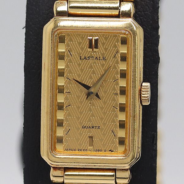 保/箱付 稼働 良品 セイコー ラサール 2E20-6049 QZ 金時計 ゴールド