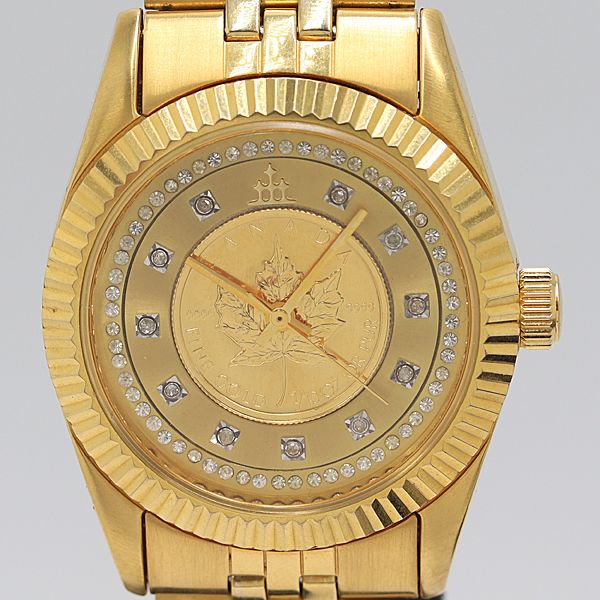 保/箱付 稼働 良品 エルジン メイプルリーフ 金貨 11PD ダイヤストーン