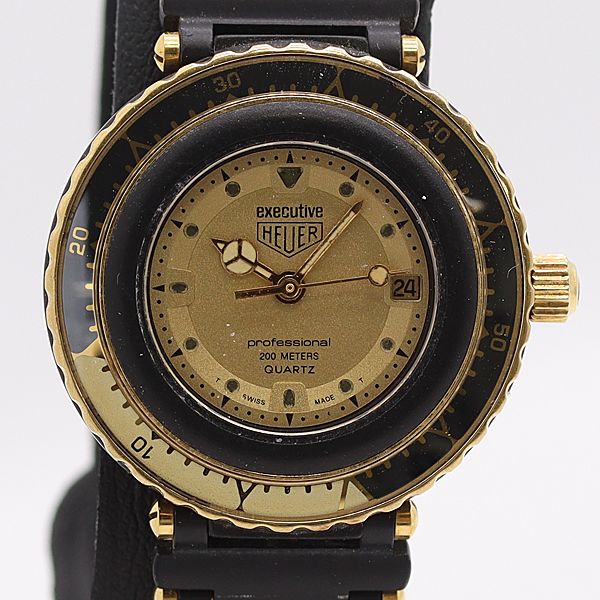 稼働 タグホイヤー プロフェッショナル 916.408 QZ ゴールド文字盤