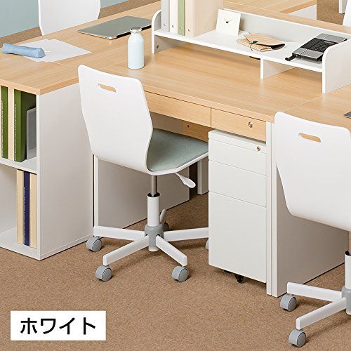 オフィスコム デスクワゴン サイドワゴン 3段 鍵付き 幅310 奥行510 高さ590 mm ホワイト スリム シリンダー錠 OWS 3 TW 300 WH m