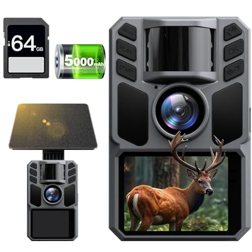トレイルカメラ ソーラー式 狩猟用 4K 64MP 防犯カメラ｜0.1秒トリガー