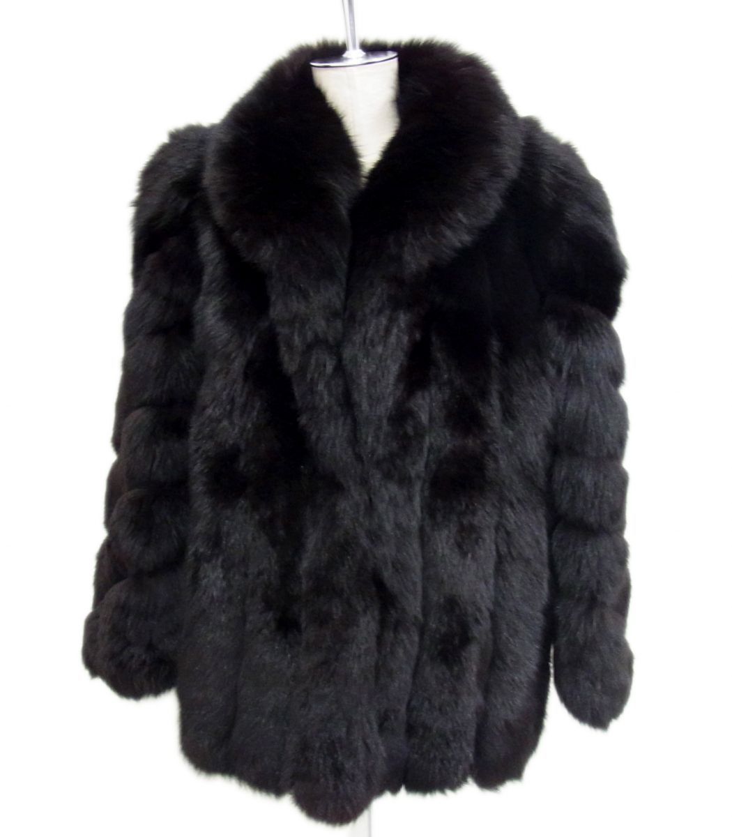 高級毛皮◇FOX FUR フォックス毛皮コート ブラック 黒狐 ゴージャス