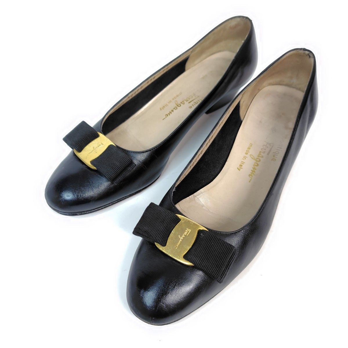 Ferragamo フェラガモ パンプス 7.5C ヴァラ リボン ローファー