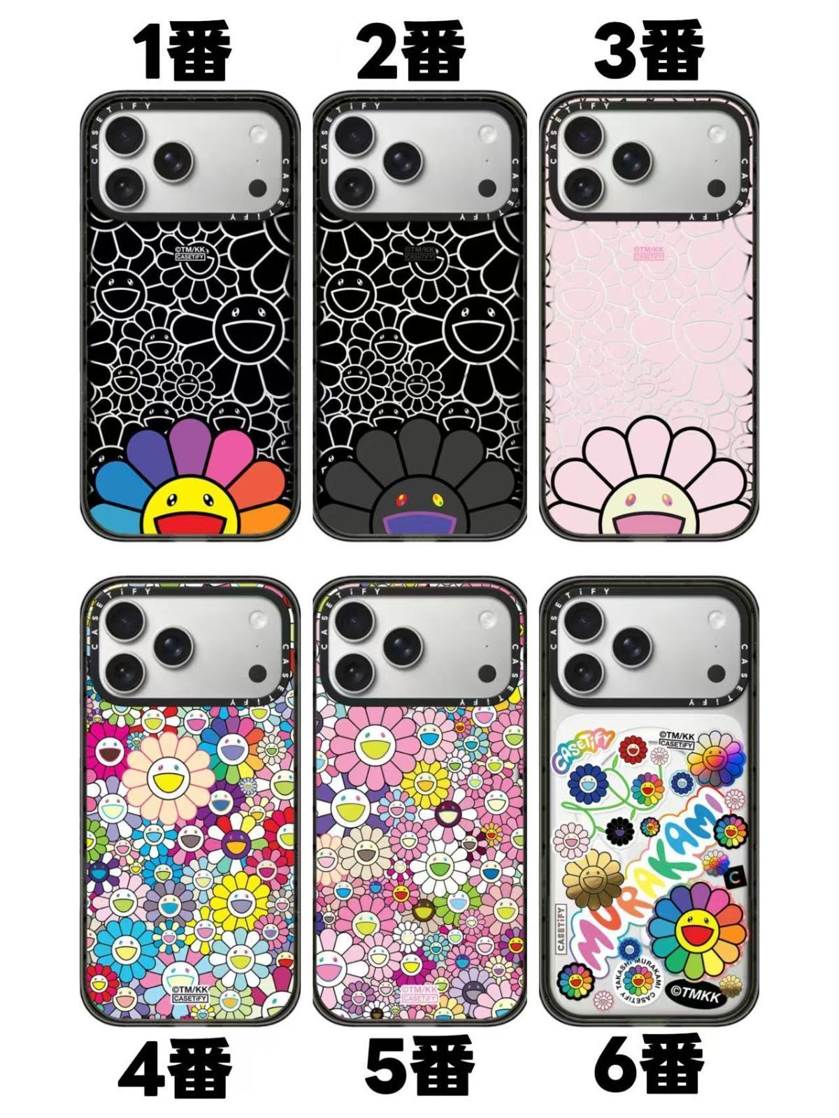 人気 村上隆镜面 カラフルフラワー アクリル iPhoneケース 6種