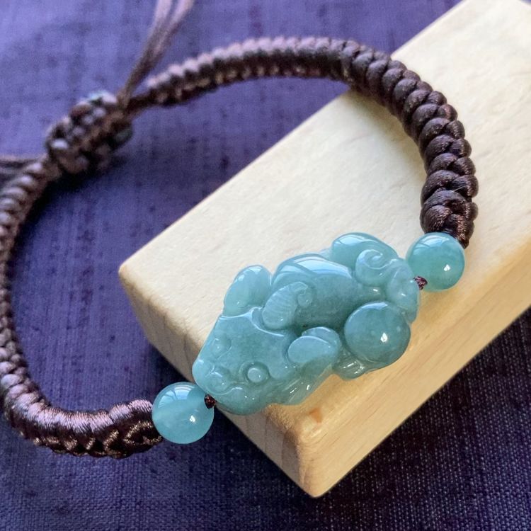 翡翠 天然石 翡翠ブレスレット 本翡翠 ヒスイ ブレスレット 貔貅 藍水