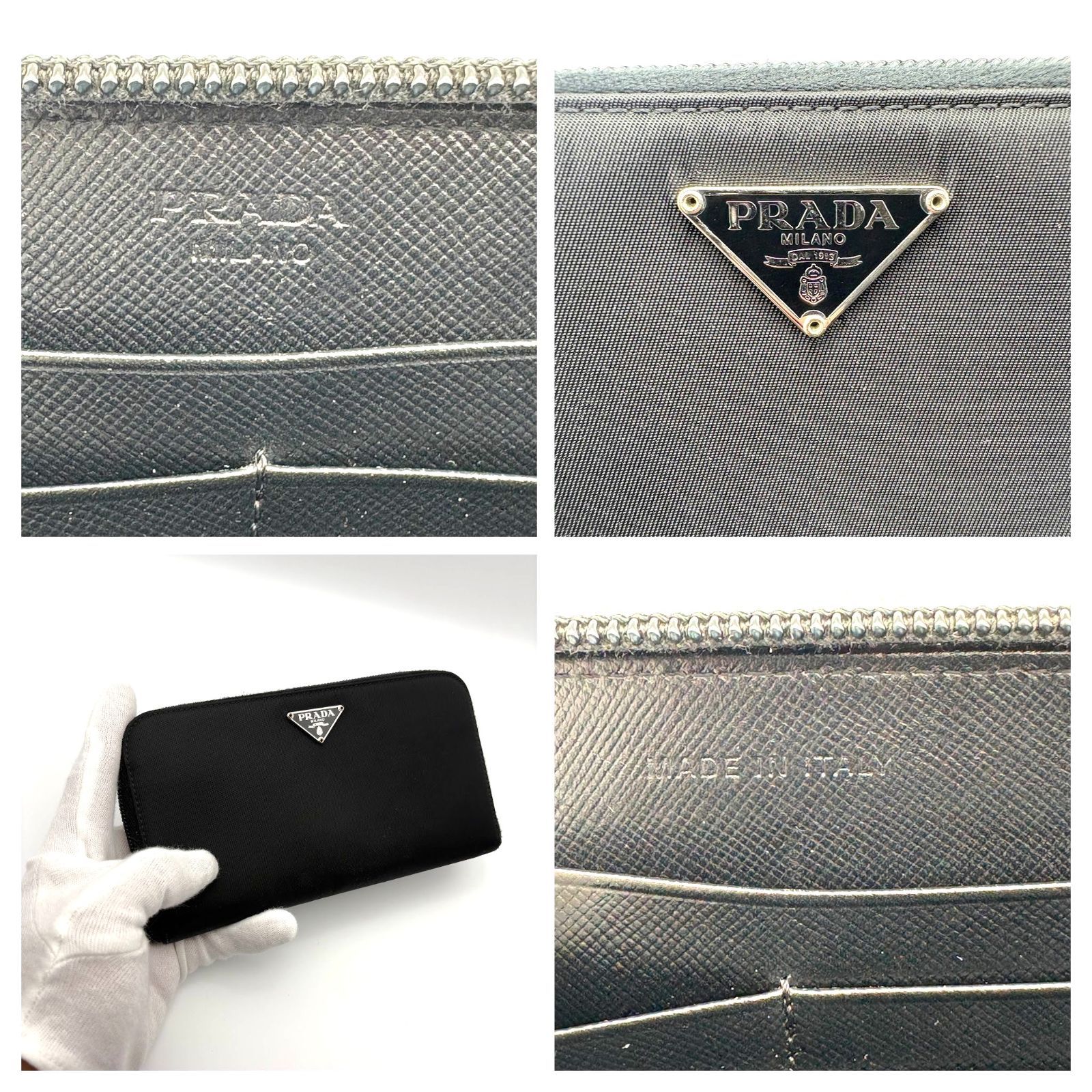 美品 】PRADA プラダ M506 ジップアラウンドウォレット トライアングル 