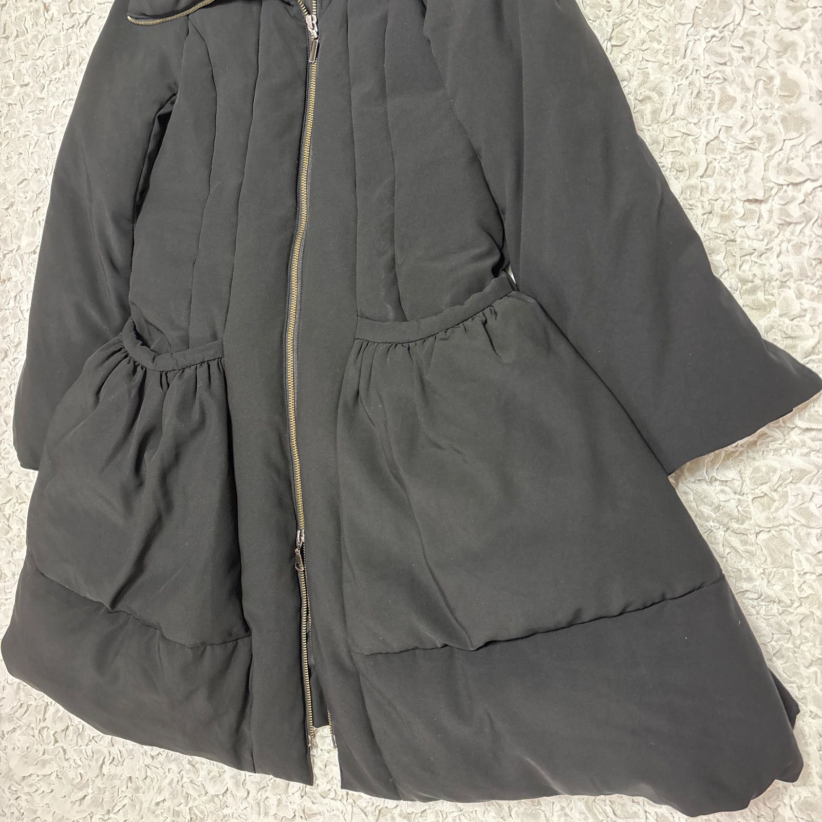 MaDre マドーレ ダウンコート ロング ブラック 女優襟 38 Aライン