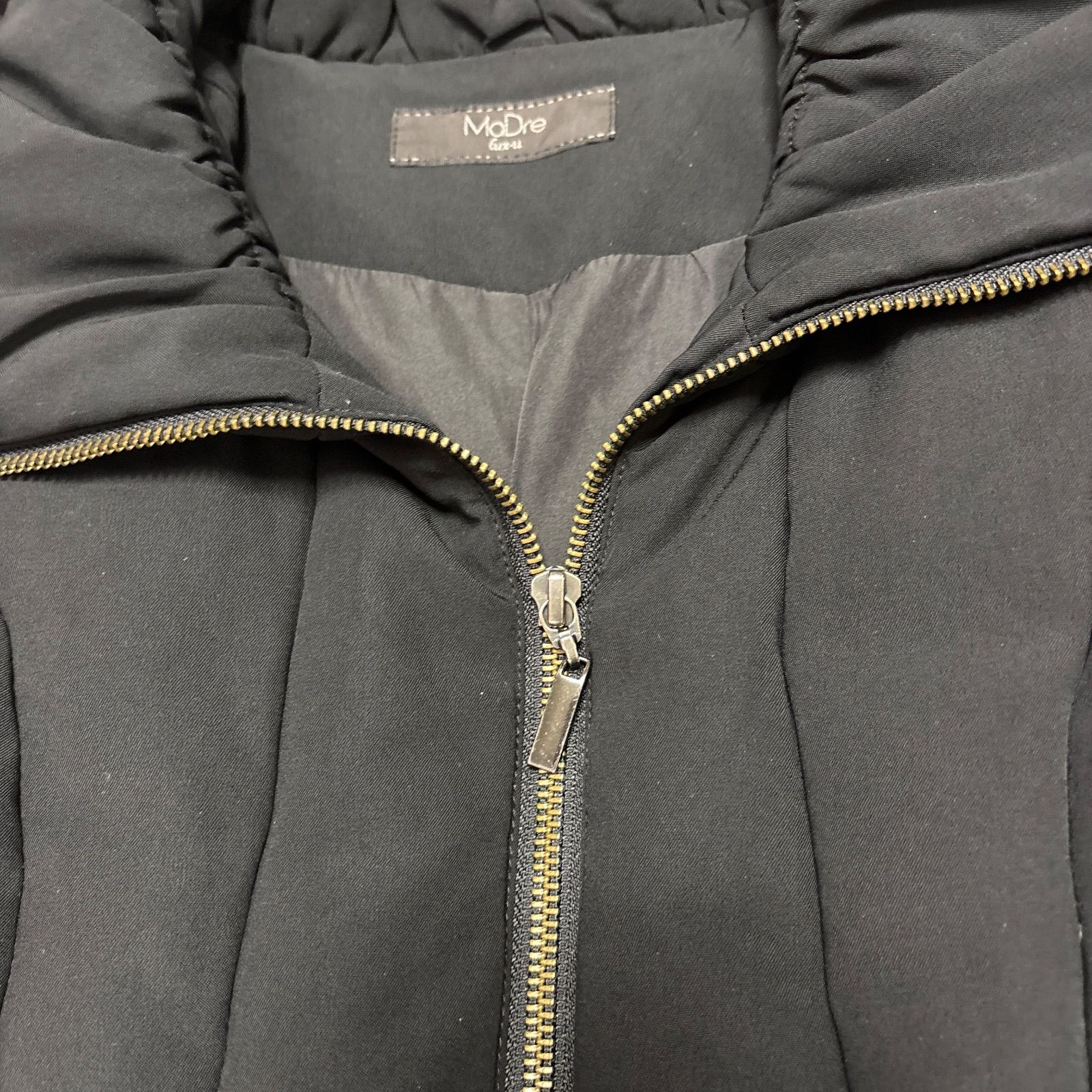 MaDre マドーレ ダウンコート ロング ブラック 女優襟 38 Aライン