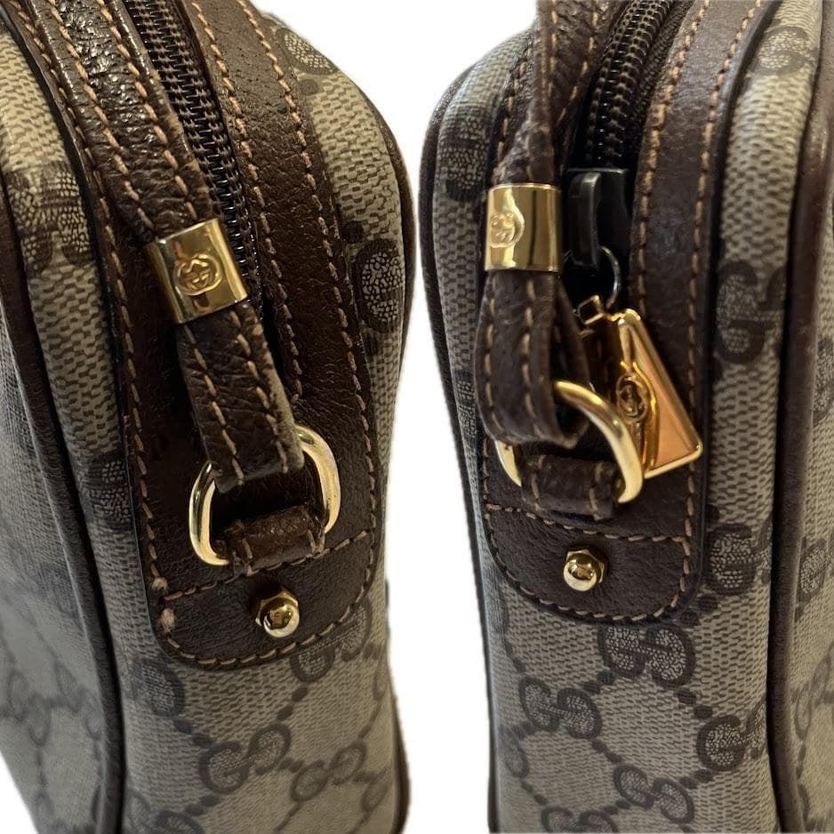 グッチ　ショルダーバッグ　GGスプリーム　総柄　ロゴ　ゴールド金具　PVCレザー GUCCI（グッチ） ショルダーバッグ ポシェット ミニ PVC レザー GG