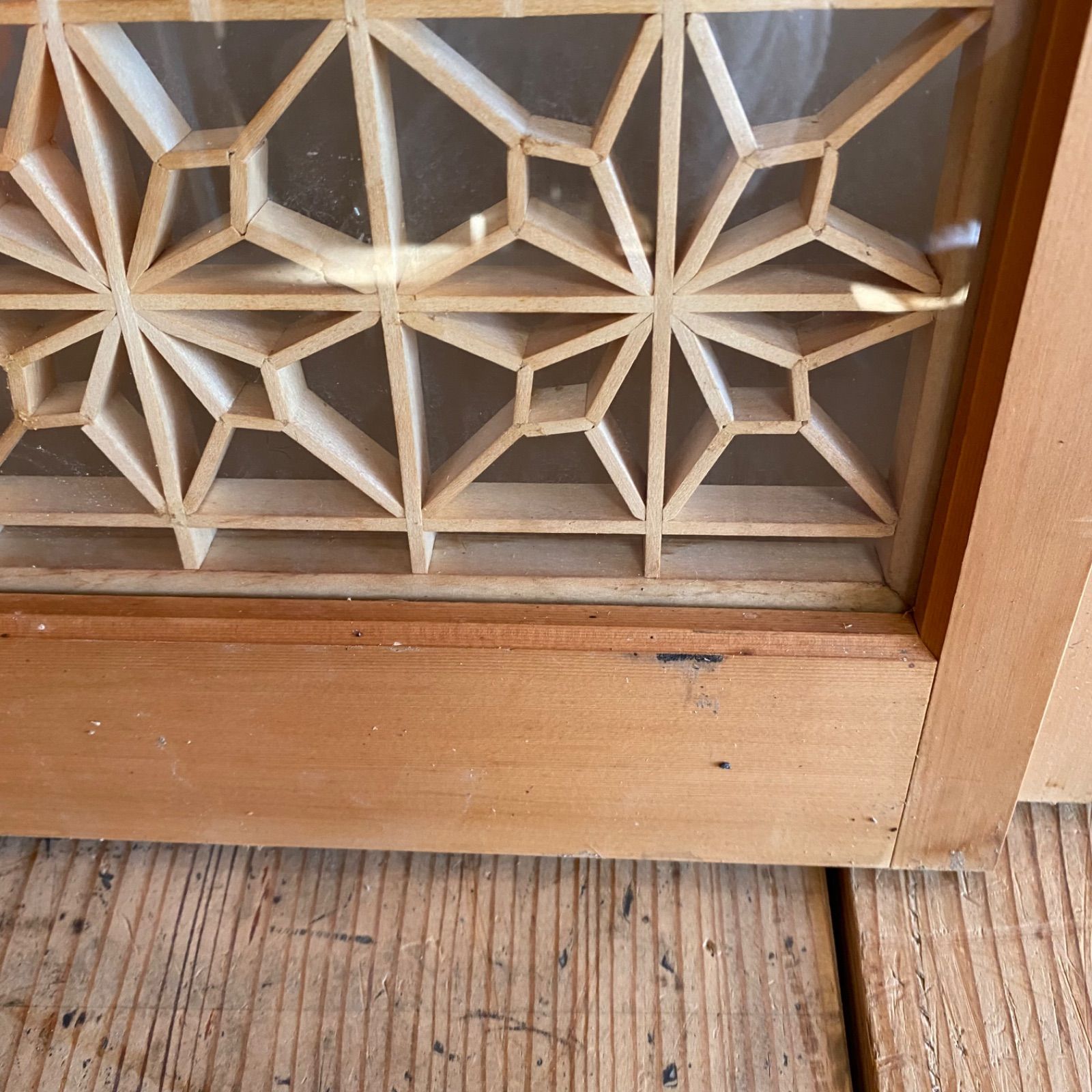 4枚セット アンティーク 組子 書院 ガラス戸 引き戸 建具 古民家 古