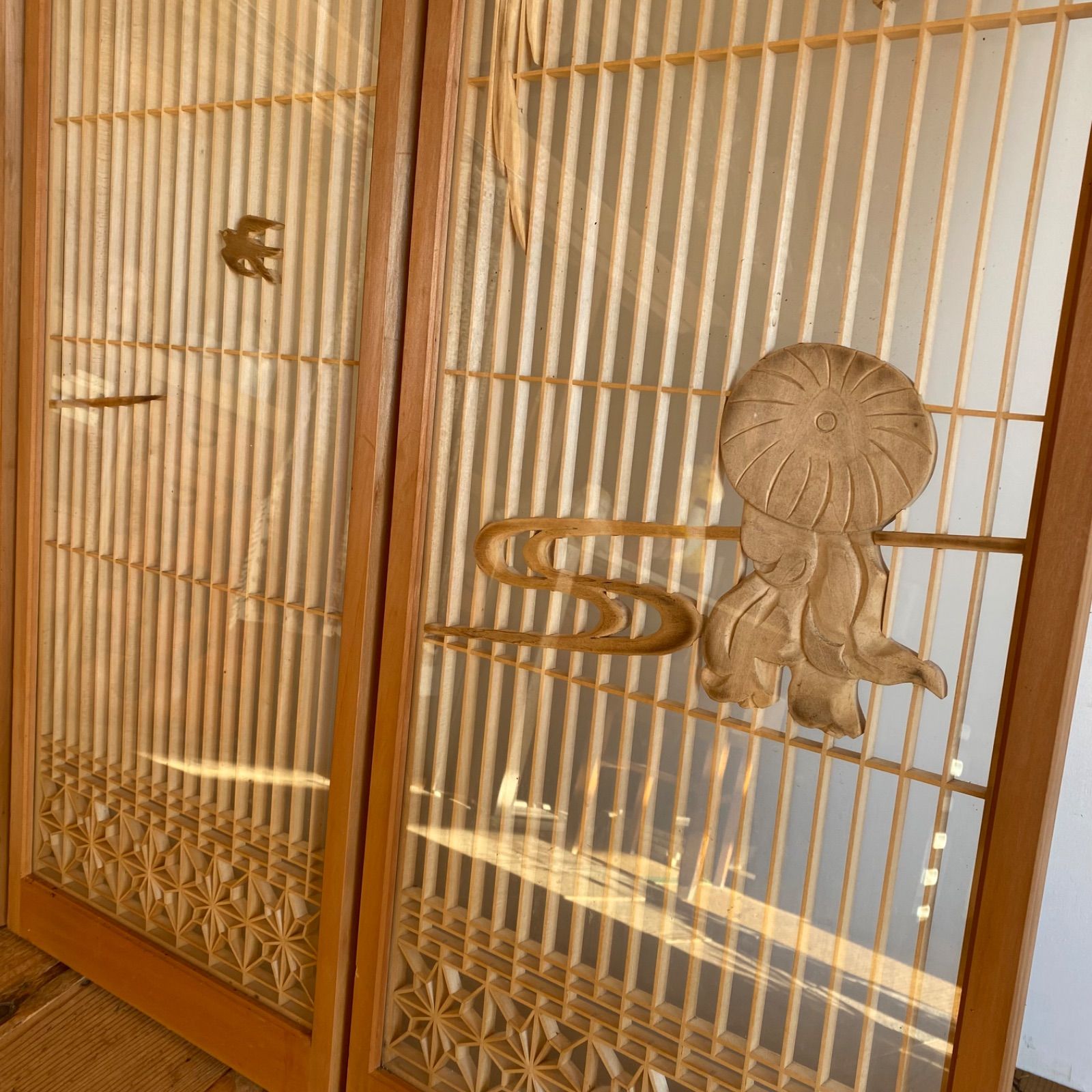 4枚セット アンティーク 組子 書院 ガラス戸 引き戸 建具 古民家 古