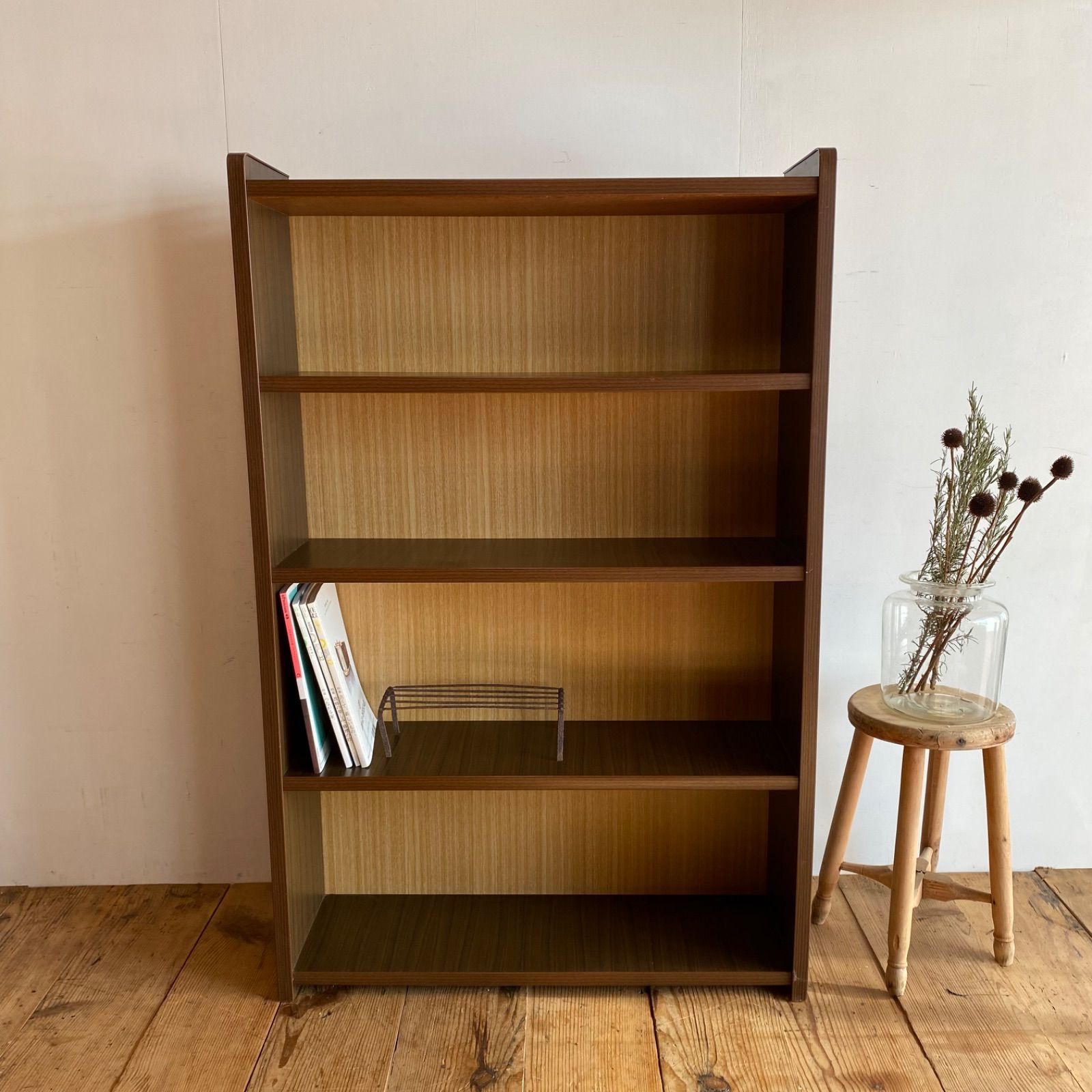 ヴィンテージ 木製 本棚 オープンラック シェルフ レトロ y504 - メルカリ