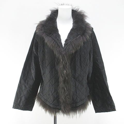 バーバリーロンドン　ラクーンファー　キルティング　2way ジャケット L doble VINON 2WAY キルティングジャケット ベスト ラクーンファー