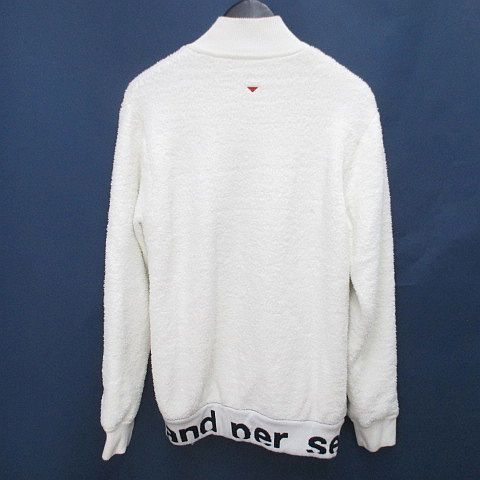 【中古】アンパスィ and per se ゴルフウェア ボアジャケット M 白系 ホワイト ロゴ 文字 刺繍 ワッペン ジップアップ アンパスィ and per se ゴルフウェア ボアジャケット M 白系 ホワイト