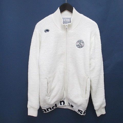 【中古】アンパスィ and per se ゴルフウェア ボアジャケット M 白系 ホワイト ロゴ 文字 刺繍 ワッペン ジップアップ アンパスィ and per se ゴルフウェア ボアジャケット M 白系 ホワイト